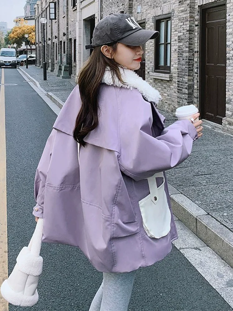 파카 벨벳 두꺼운 재킷 코트 여성 캐주얼 패치워크 재킷 루즈핏 지퍼 패션 스플라이싱 따뜻한 면 재킷