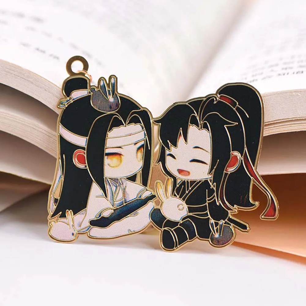 Multicolor Anime Bookmark Graduation Page Marker Mo Dao Zu Shi Grandmaster Metal Hollowing Bookmark Copper Book Clip Friends