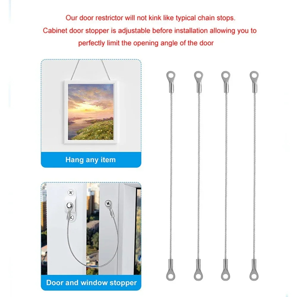 4Pcs Marine Boat Cabinet Door Swing Limit Opening Angle Cabinetdoor Restraint Lanyard Cable Cupboard Door Hinge Limiter Restrict