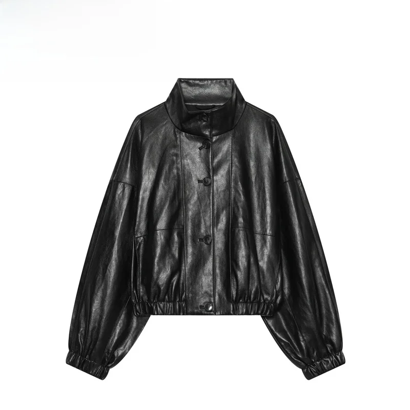 Fashionable Coat New Women's Standard Fit Short Sleeve Long Button Polyester Fiber Jacket Elegant And Versatile Chimney Collar