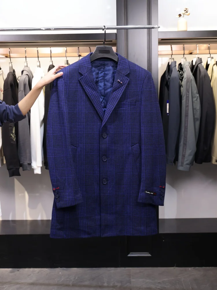 

Homesi Faion Men's Woolen Coat Busin Casual Sli Youthful Mid-Length Loose Fit Autumn Winter Outerwear