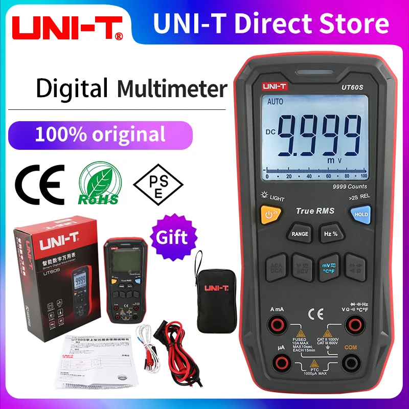 UNI-T Smart Digital Multimeter UT60S UT60BT 1000V AC DC Voltmeter Ammeter True RMS Capacitor Temperature Tester multimeter