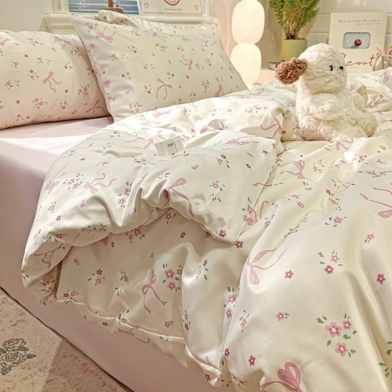 

2026 New Summer Ice Silk Print Simple Washable Single Quilt Cover 150x200 220x240 Cool Duvet Cover