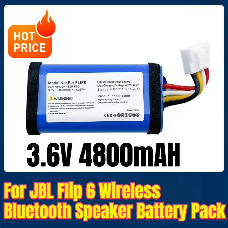 

3.6V 4800mAH Battery Pack for JBL Flip 6 Wireless Bluetooth Speaker