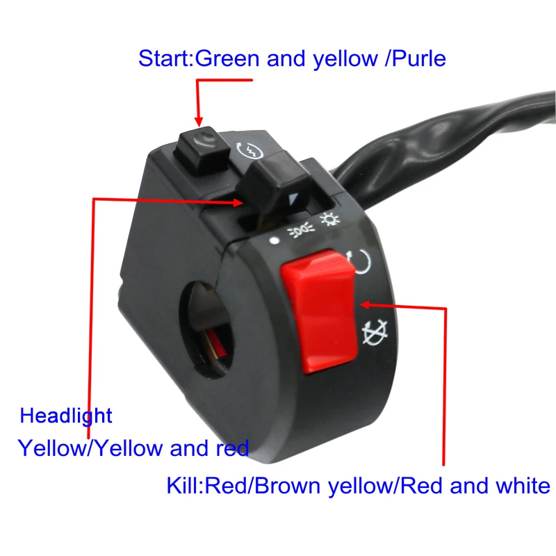 MotoLovee 22mm przełączniki motocyklowe motocykl róg przycisk włącz sygnał elektryczny lampa przeciwmgielna światło Start kierownica przełącznik