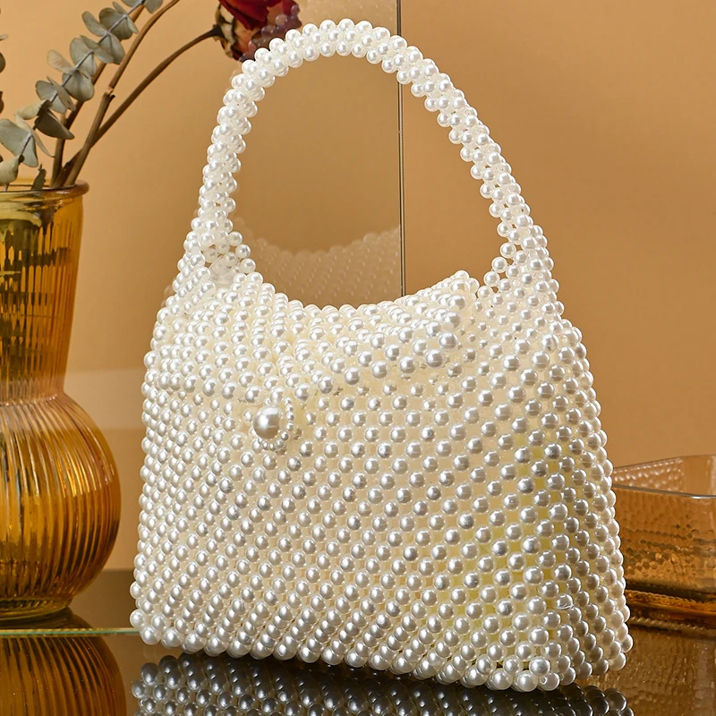 Luxury Wedding Clutch Purse Bridal Evening Bags Handmade Women Pearl hand Bag for party Crystal Beaded Wedding bag