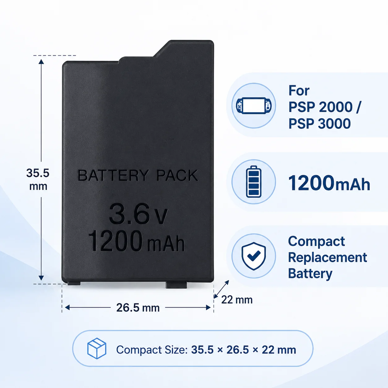 3.6V 1200mAh For SONY Rechargeable Lithium Battery For PSP2000 PSP3000 PSP 1000 2000 3000 PSP-S110 PlayStation Portable Gamepad