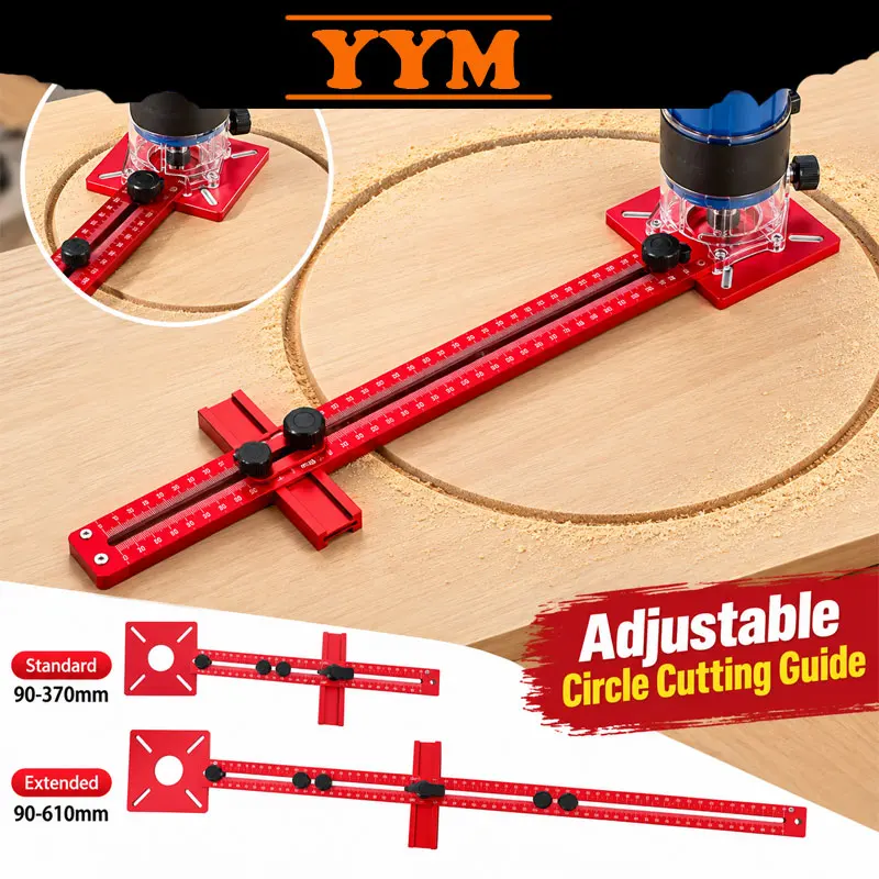 YYM Aluminum Router Milling Bracket, Circular Cutting Jig Groove Guide Circle Cutting Tool for Woodworking Router DIY