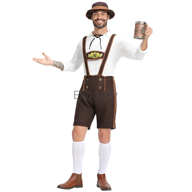 2024 Heren Oktoberfest Kostuum Bavarian Octoberfest Duits Festival Bier Cosplay Outfit Mannelijke Carnaval Feest Kostuums Lederhosen