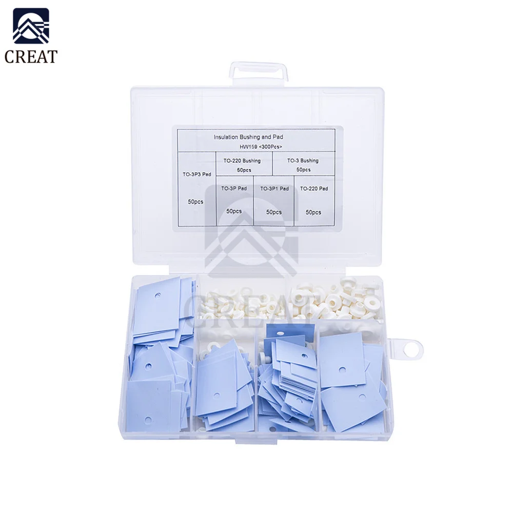 300Pcs/set TO-220 TO-3 Bushing Transistor Insulation Pads Silicone Heatsink Shim Washer for Laptop CPU GPU