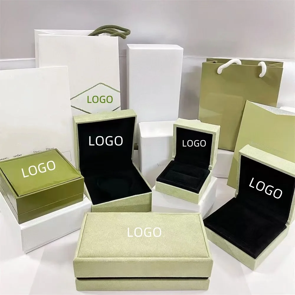 High End Original Brand Ring Jewelry Box Necklace Bracelet Ring Earrings Case Beaded Box Pendant Box