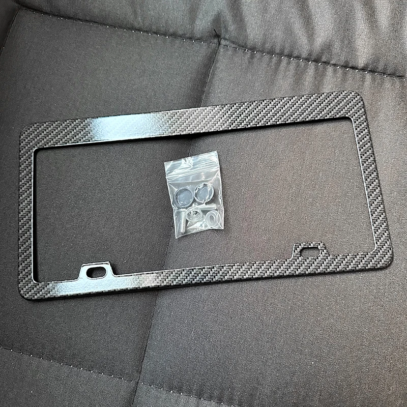 Universal Alloy License Plate Frame Black Carbon Bracket American Auto Accessory Fiber Number Plate TAG Cover for Front Rear