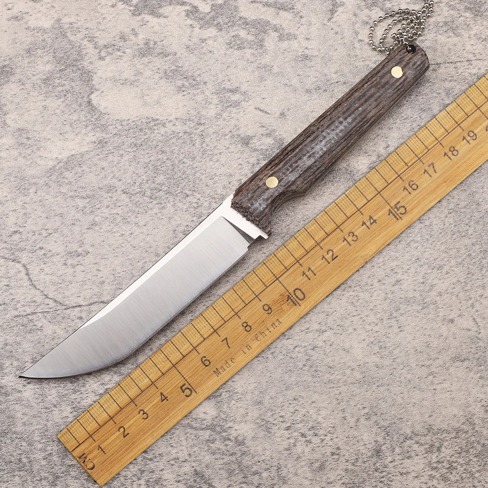 

8CR13MOV Blade Fixed Integrated Flax Handle Mountaineering Fishing Wilderness Survival Fruit EDC Tool Knife