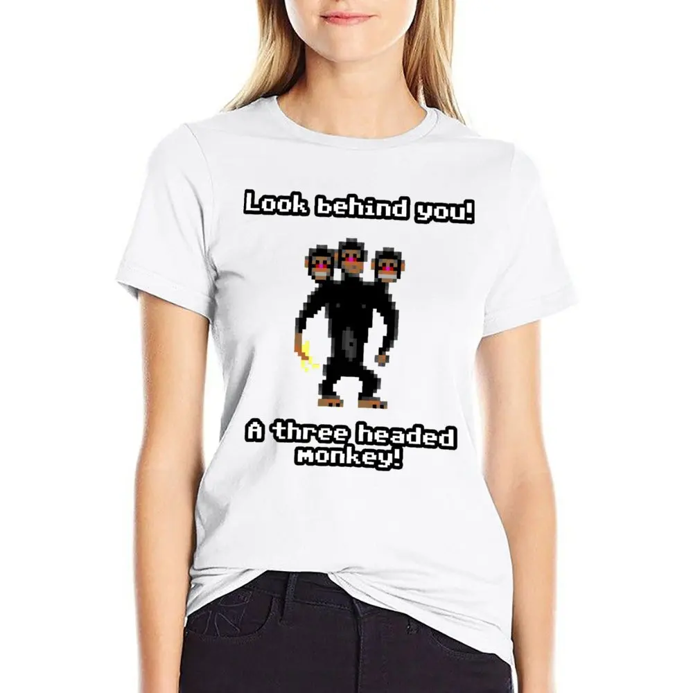 Crewneck Monkey Quotes Three Headed Monkey T-shirt  Sport Tees Funny Graphic Funny Novelty Home