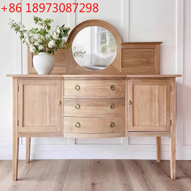 

Log country dresser retro American dresser carved mirror dressing table solid wood table