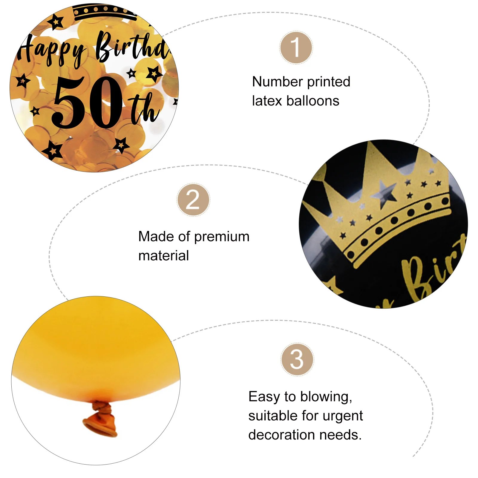 

15Pcs Number Printing Balloons Birthday Party Decorations Stickable Hanging Reusable Easy Blowing Birthday Balloon