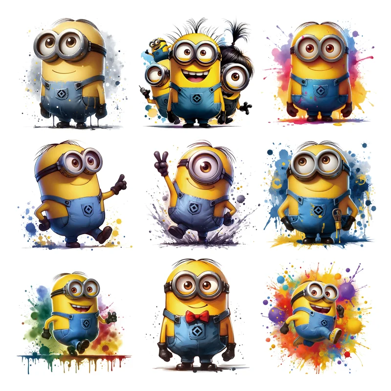 Water Color Minions patches thermocollant printing for clothes thermo-stickers for children Ironing applications