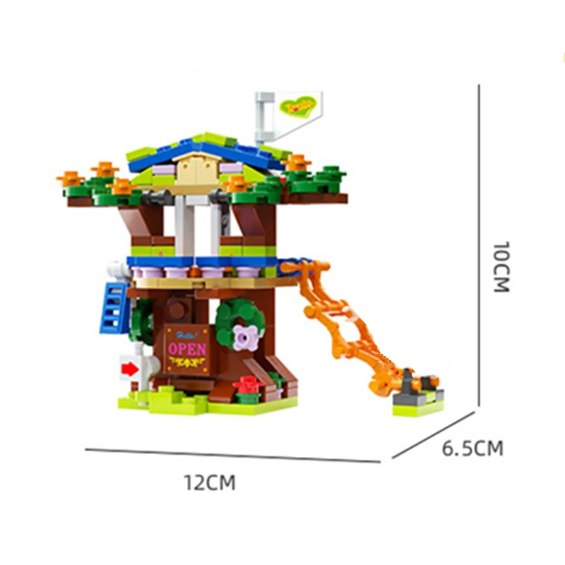 6-in-1 Tree House Mini Model Building Blocks, Children's Educational Street Scene Assembly Toys, Christmas Gifts Boys And Girls