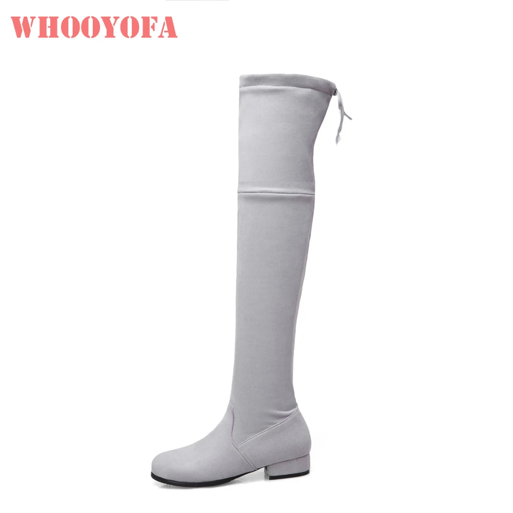 

Brand New Classic Black Yellow Women Thigh High Casual Boots Chunky Heels Lady Dress Shoes WG521 Plus Big Size 11 33 43 52