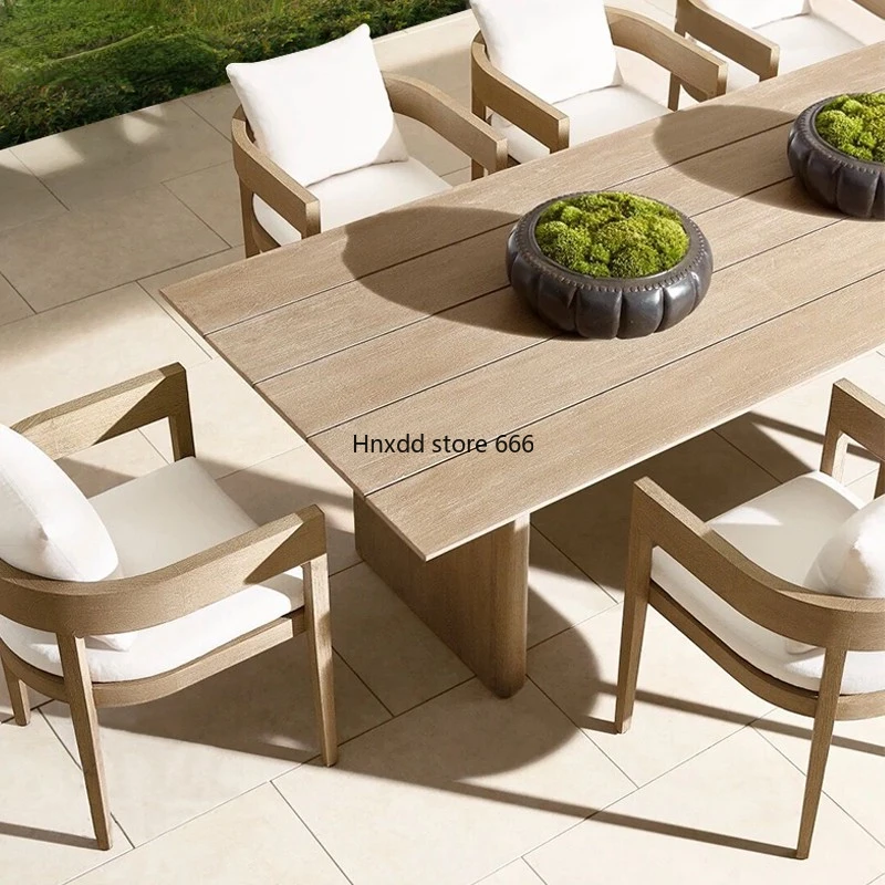 Outdoor table and chair combination courtyard villa furniture preservative teak