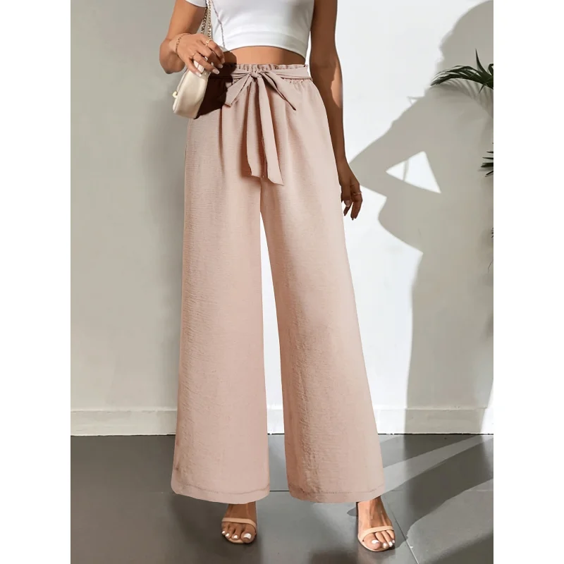 

Женские однотонные повседневные брюки с эластичным поясом и эффектом драпировки