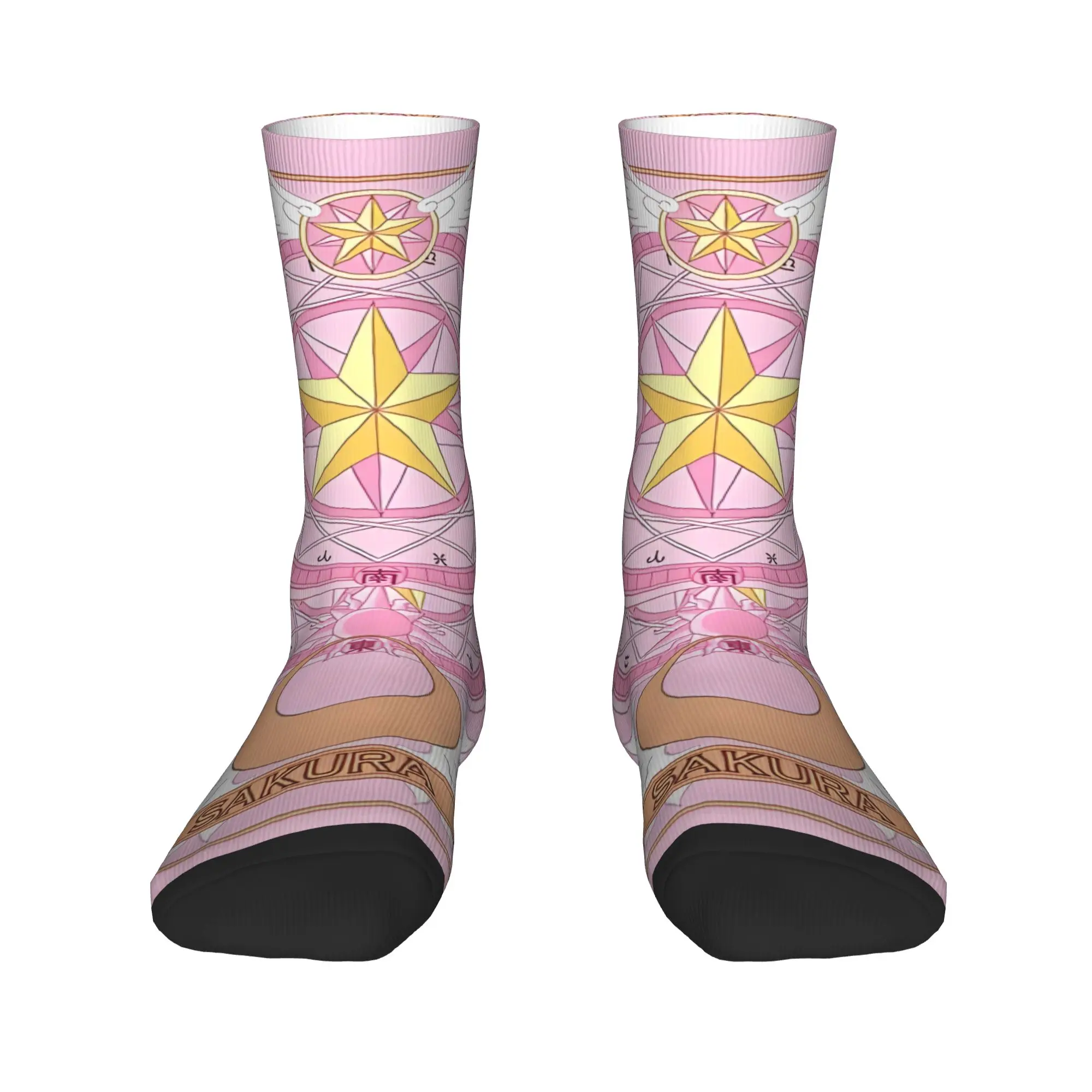 

Funny Sock Bandai Cardcaptor Sakura Clow Card Tarot Vintage Quality Pattern Printed Men Crew Socks Novelty Men's Socks
