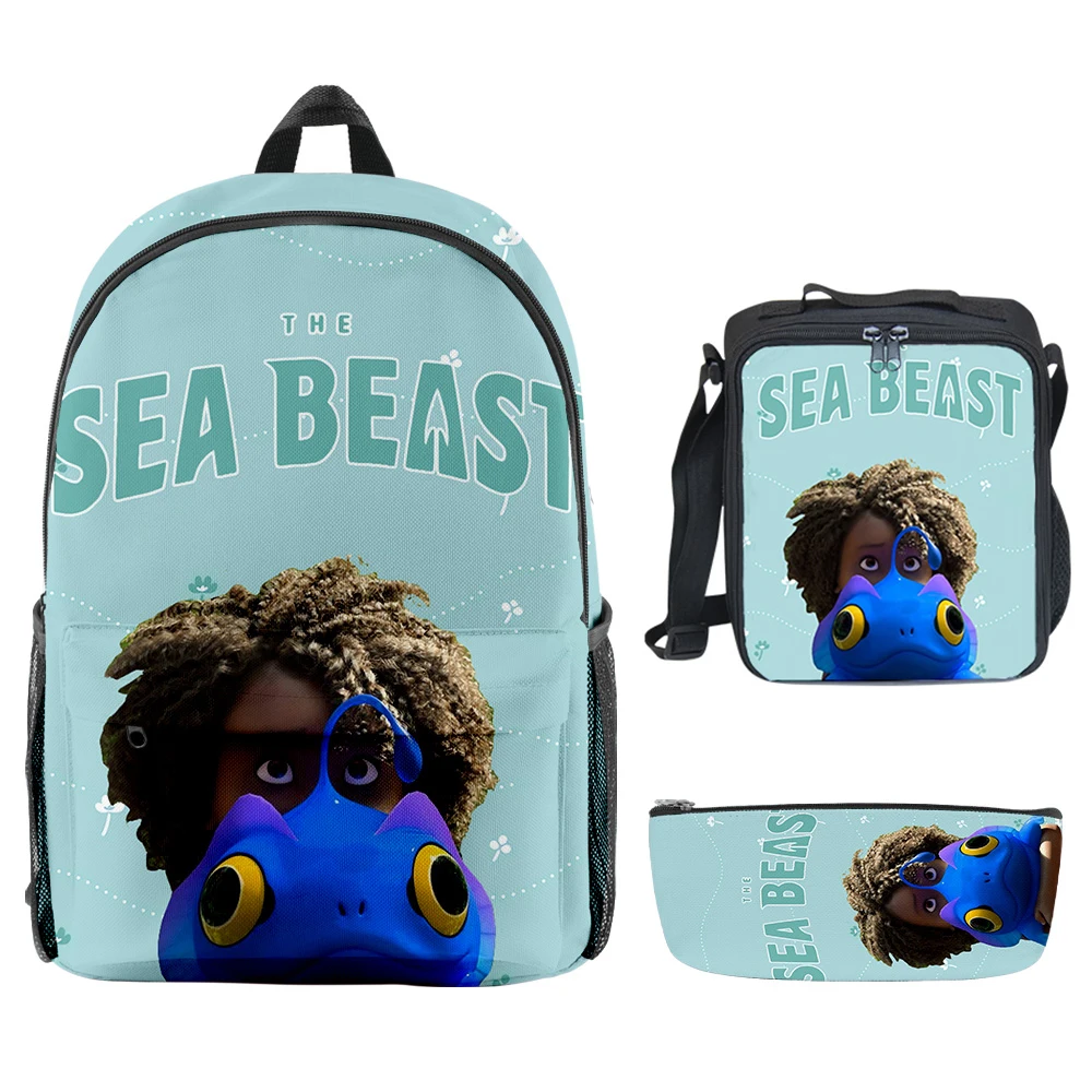 

Cartoon Youthful the sea beast 3D Print 3pcs/Set Student School Bags Laptop Daypack Backpack Crossbody Lunch bag Pencil Case