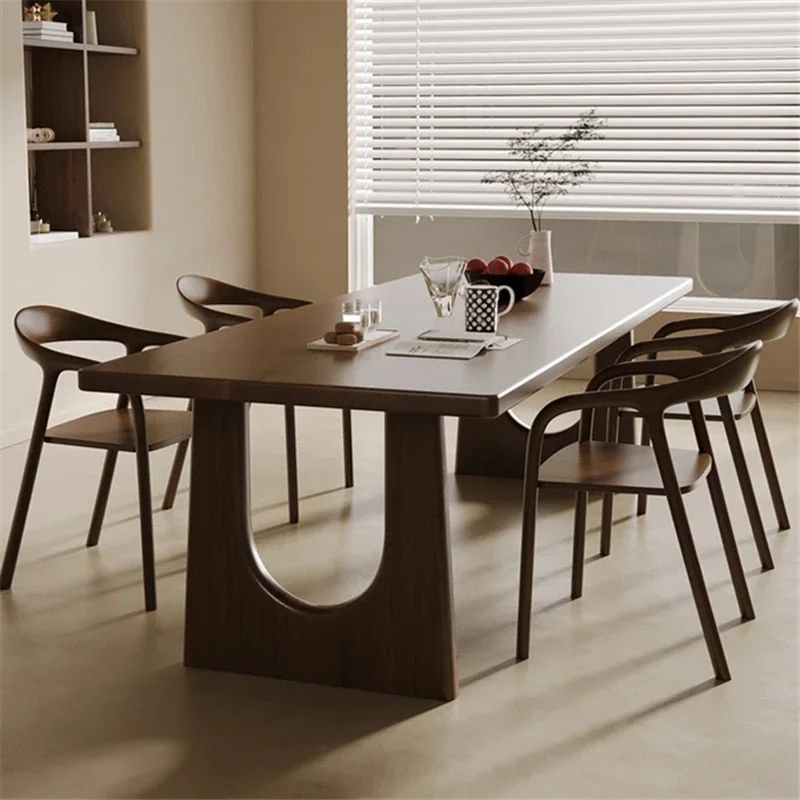 For Modern Dual-Use Solid Wooden Dining Table Desk Ancient  Rectangular Ash Board Large Rice Table Household Bar