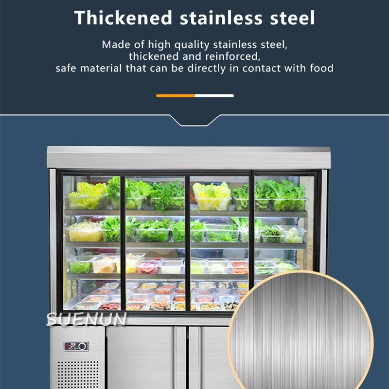 ตู้โชว์สินค้ากระจกตู้เย็นในเชิงพาณิชย์ของ Malatang ตู้ที่จัดเก็บในตู้เย็นแนวตั้งและสั่งซื้อตู้