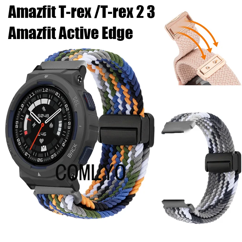 

Для Amazfit Active EDGE T-rex 3 2, ремешок для умных часов, нейлоновый ремень с магнитной пряжкой, мягкий дышащий браслет