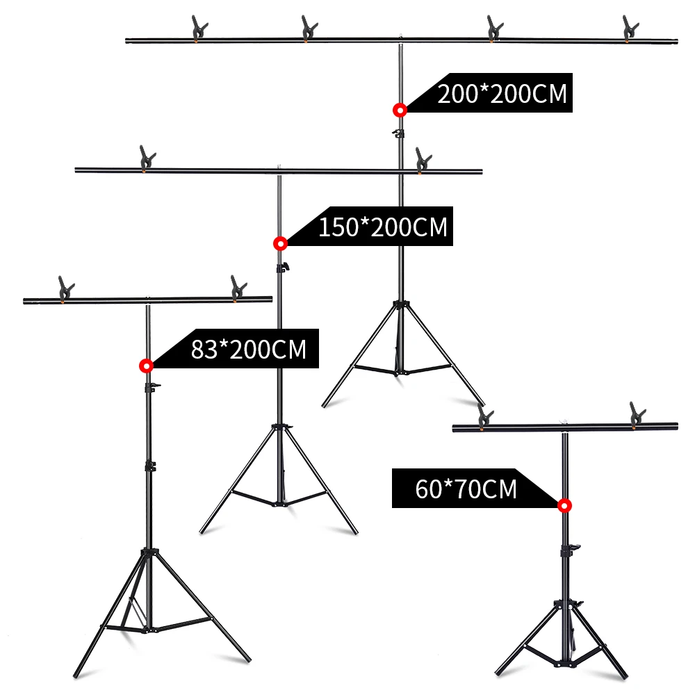 Photography Photo Backdrop Stands T-Shape Background Frame Support System Stands With Clamps for photo studio Multiple Sizes