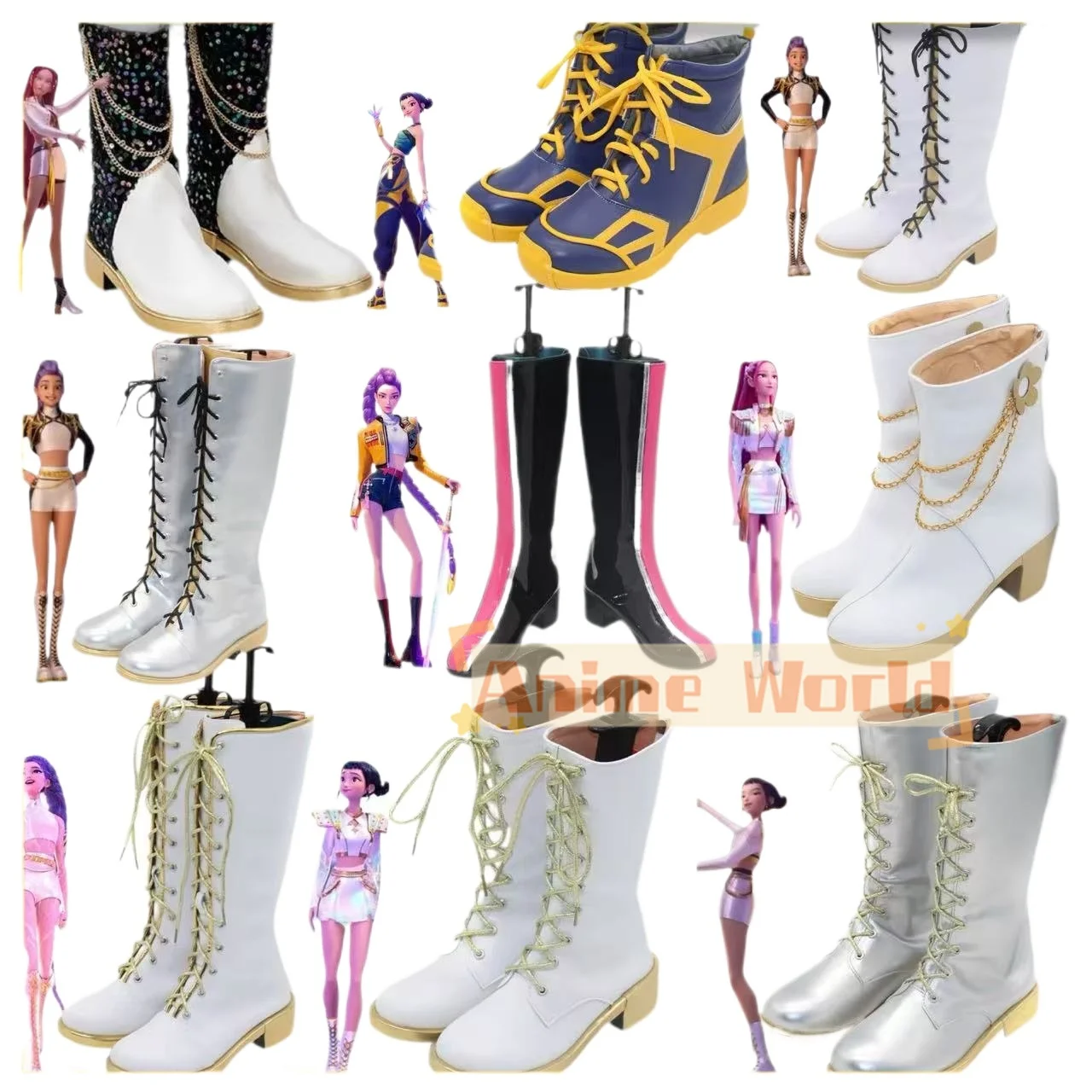 Niños adultos niños niñas niños película de Anime KPop Demon Hunters Rumi Mira Zoey PU zapatos Cosplay botas Halloween carnaval fiesta
