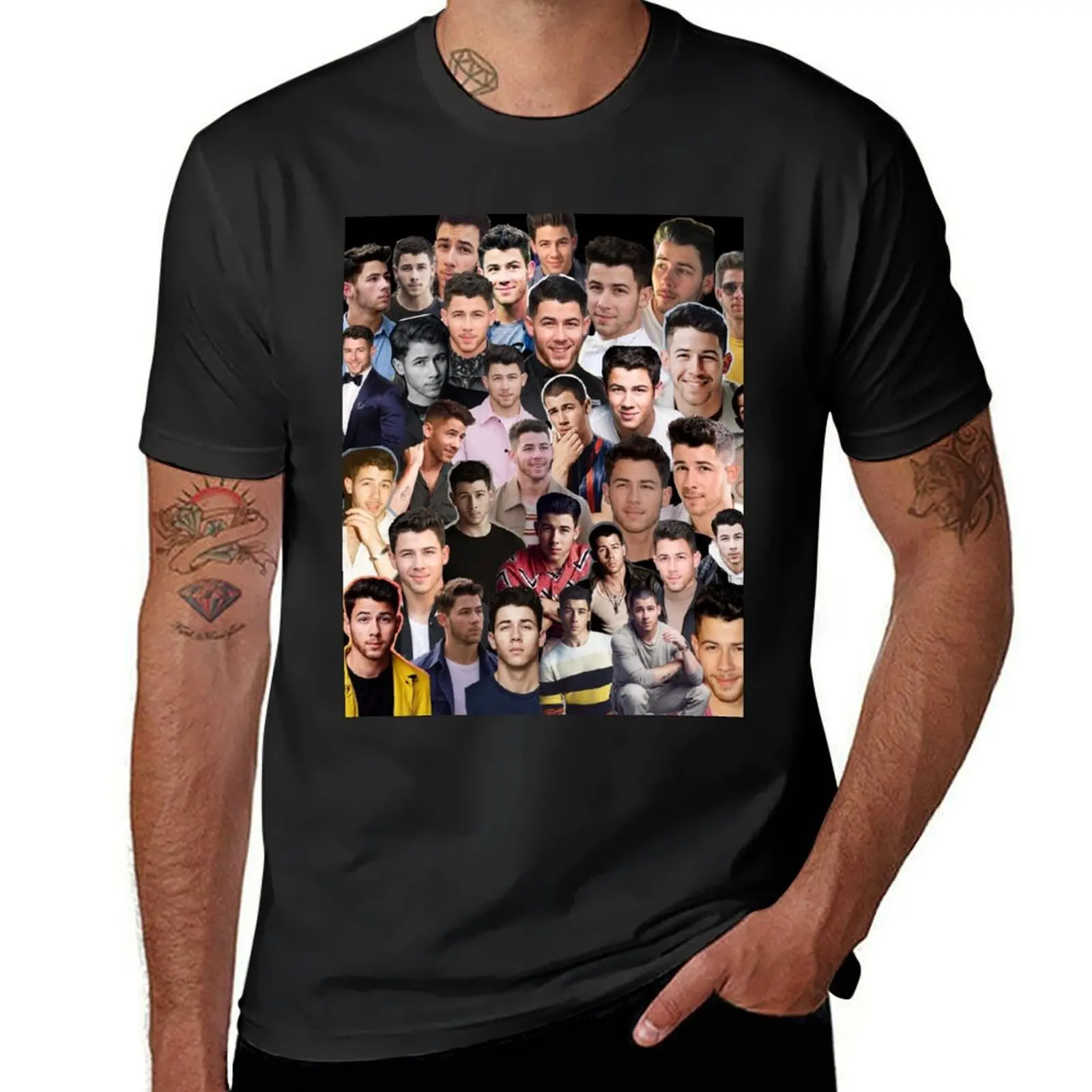 

Nick Jonas collage T-Shirt anime clothes basketball graphic tees Luxury man T-shirts man anime shirts men
