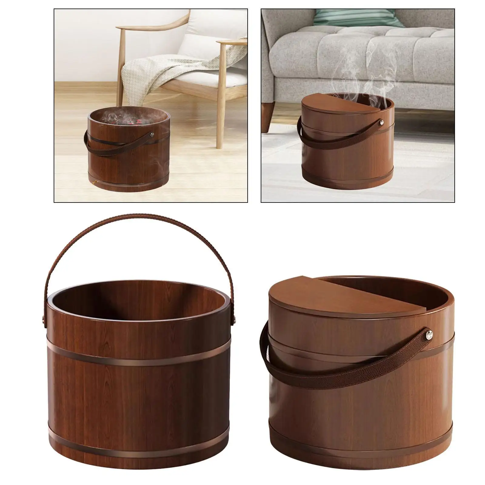 

Wood Foot Bath Foot Washing Barrel Laundry Tub, SPA Barrel Multipurpose Foot Soak Tub for Travel
