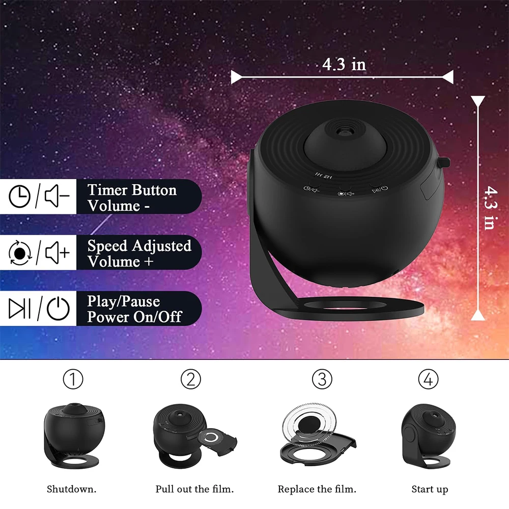 Star Planetarium Projector Night Light with Timer 4K 13 HD Film Discs 360° Rotation Space Galaxy Projector Lamp for Kids Bedroom