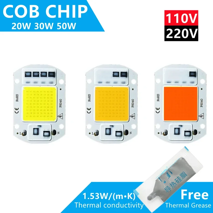 

High Brightness Full Power 50W LED COB Chip Phyto Lamp Full Spectrum 110V/220V for Indoor Plant Seedling Flower Grow Lighting
