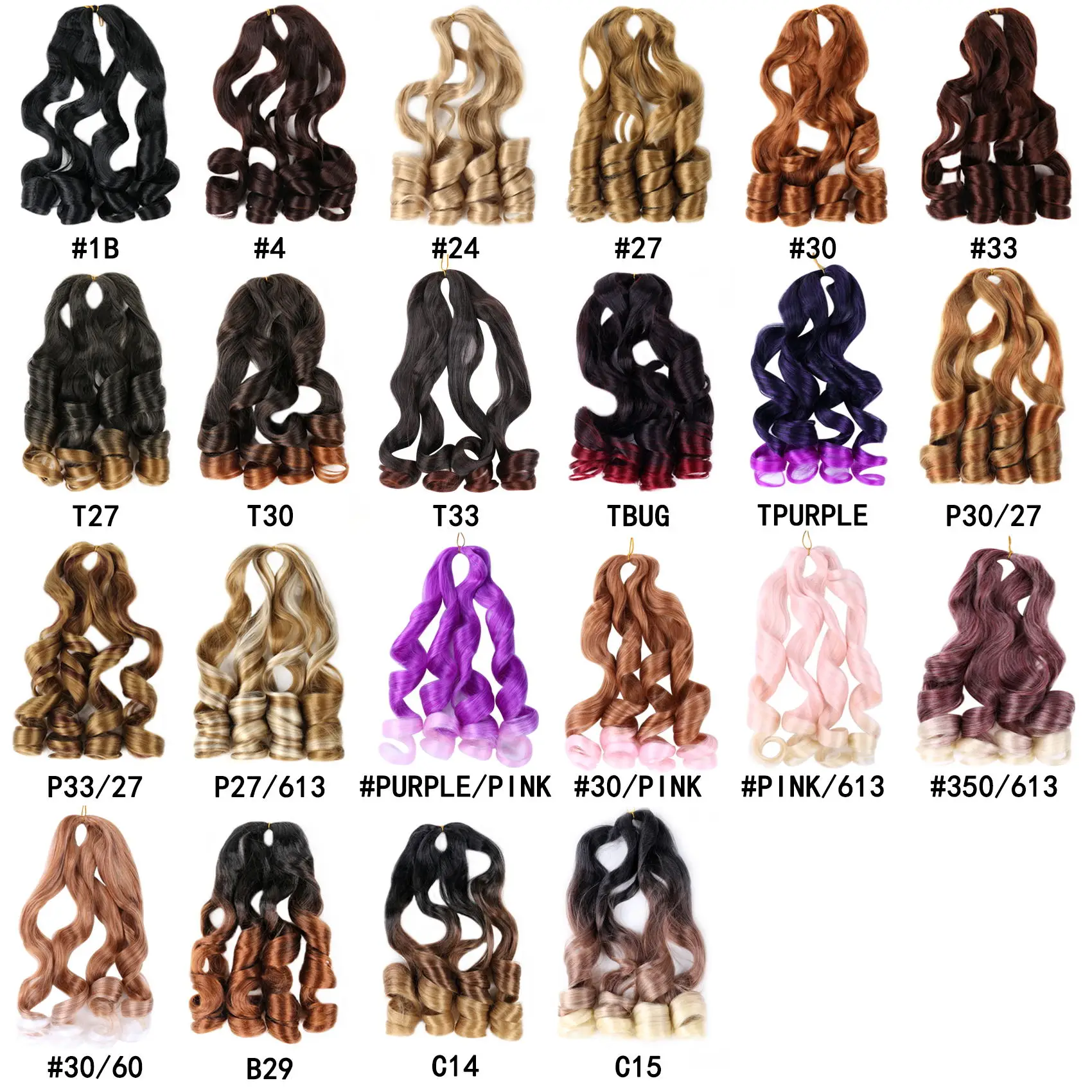 French Curly Braiding Hair 22" Loose Wave Braid Crochet Hair Extension for Women Spiral Curl Hair Synthetic Pre Stretched Hair