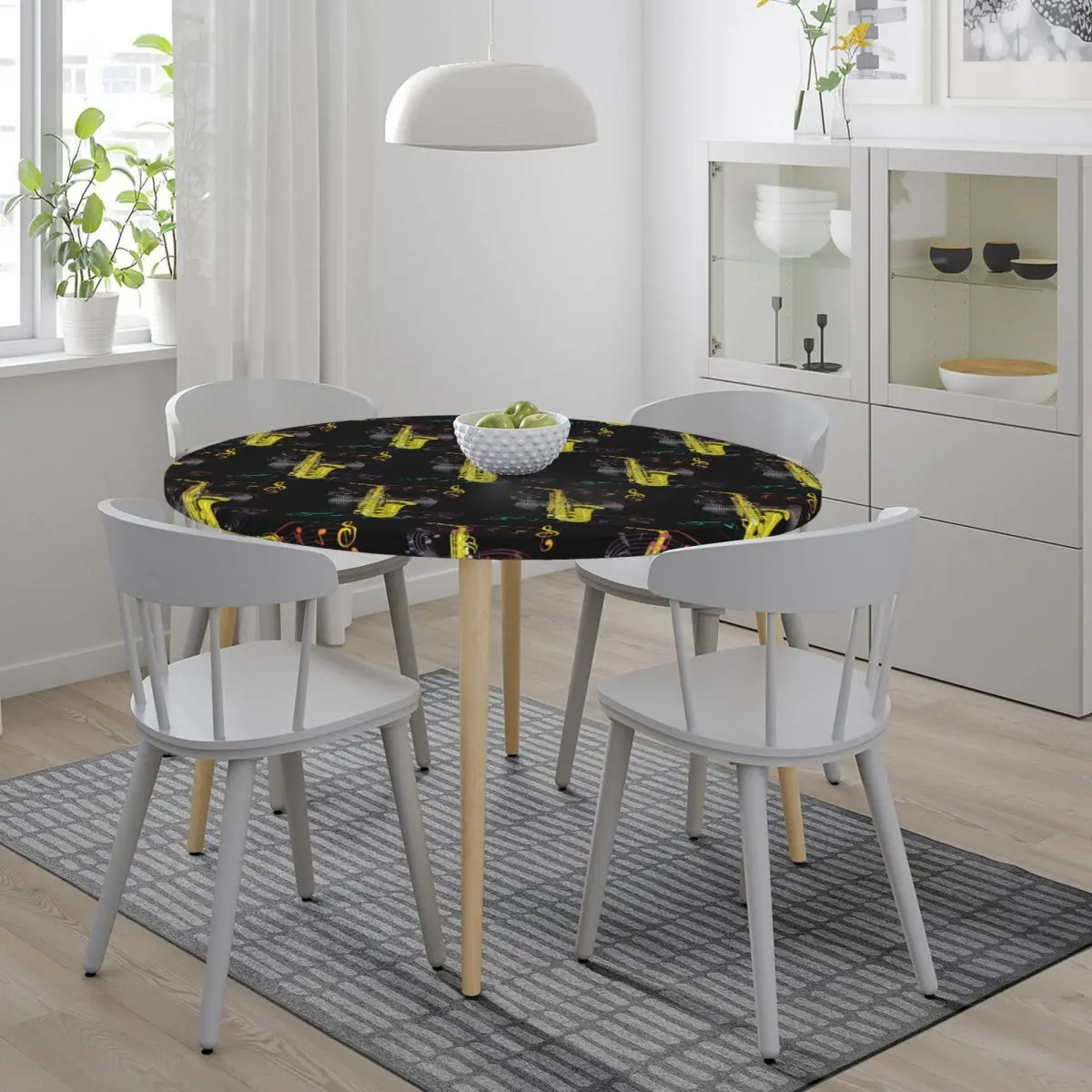 Saxophone Player - Music Art Girls Y2k Graphic Waterproof Round Tablecloth Table Cloth for Kitchen Events Dining Table Cover