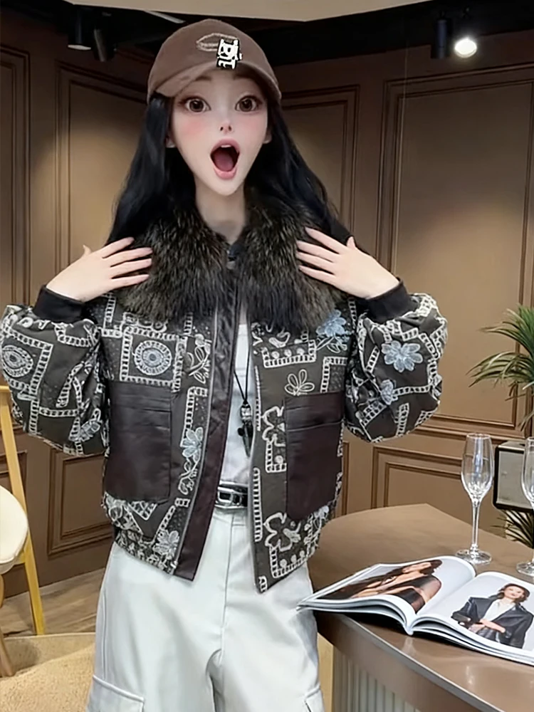 

Women's ort Thiened Cotton Insert Baseball Jaet Retro Design Winter Outerwear Sli Commute Sle Long Sve Zipper ...