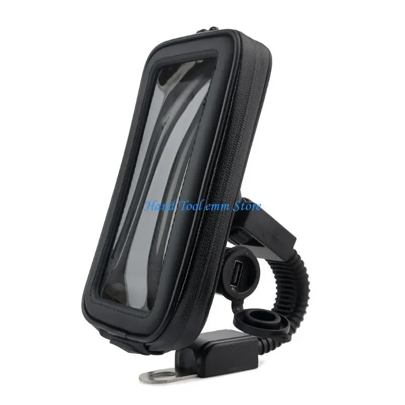 

H37F Motorbike Phone Bag 360 Degree Rotating Stand Motorcycle Handlebar Mount Phone Holder Waterproof Bag with USB Port