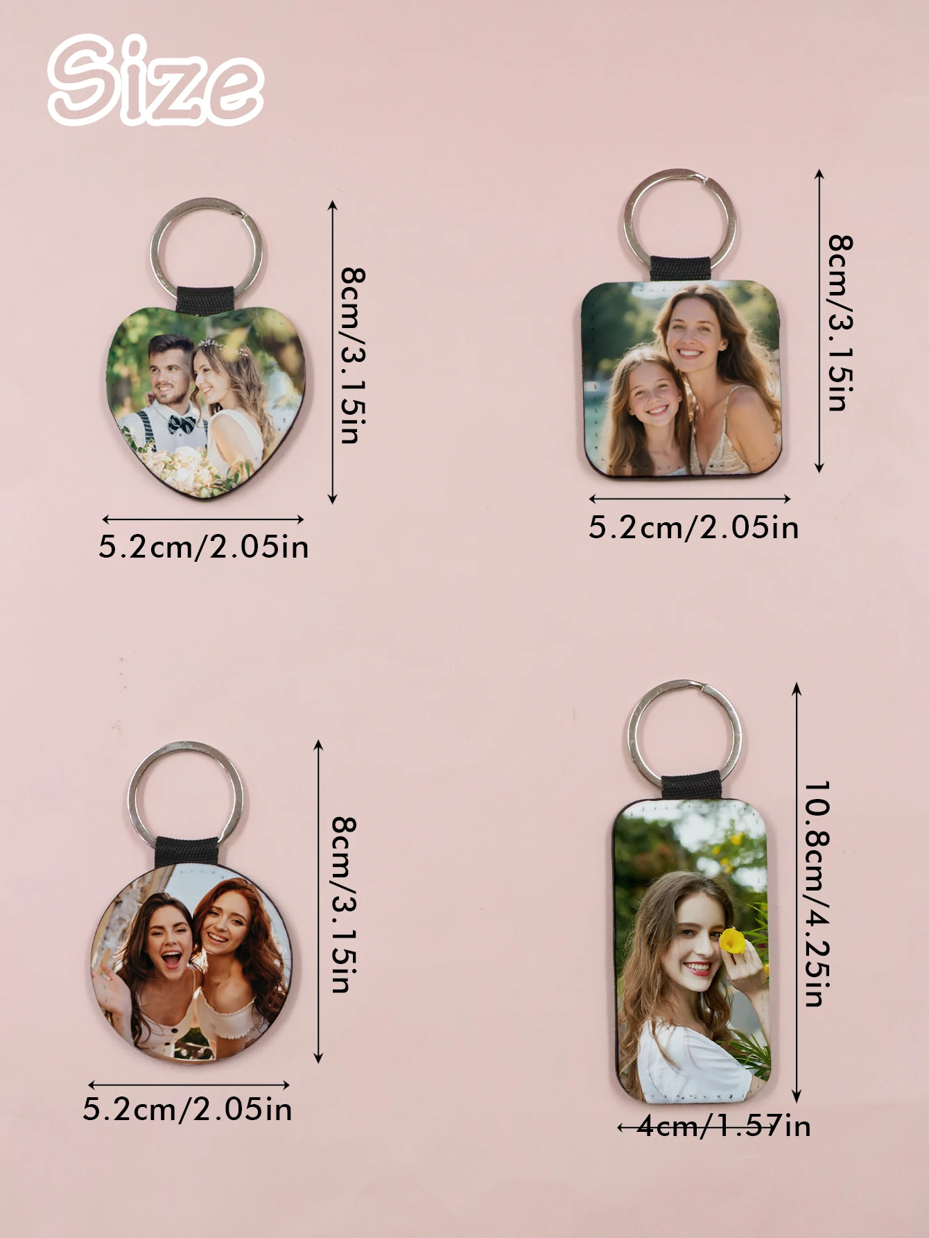 Personalized Double-Sided Keychain, Custom Photo Keychains For Women, Cute Keychain, Customized Picture Bag Charms, Customizable