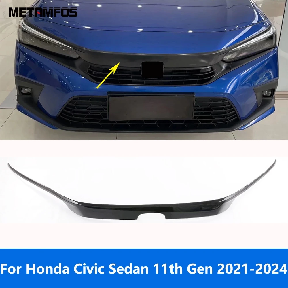 

Для Honda Civic Sedan 11 2021-2023 2024, передняя центральная решетка из углеродного волокна, гоночная решетка, молдинг, аксессуары, Стайлинг автомобиля
