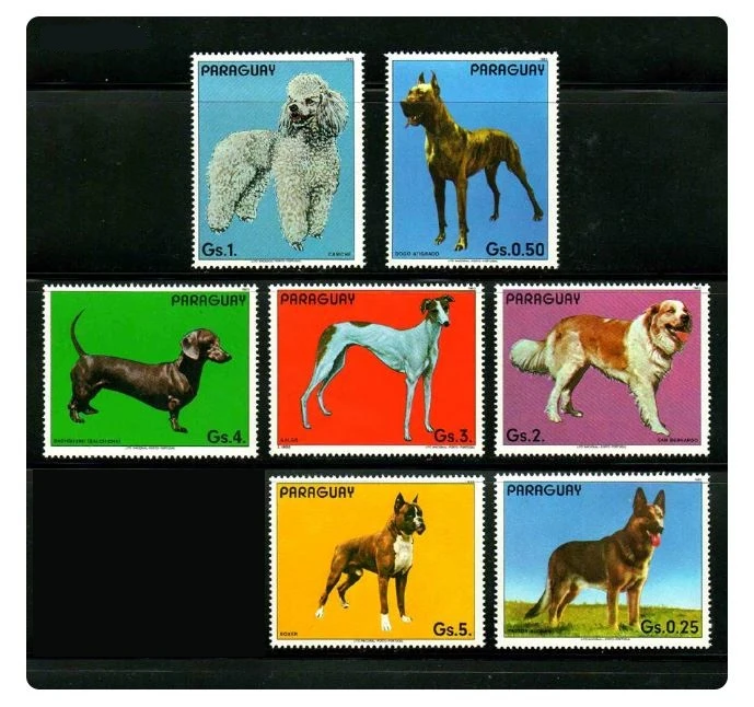Paraguay Post Stamps Year1983 World Famous Dog Pet Purebred Dog 1 Set 7 New Collectible Postage Stamps Material For Scrapbooking