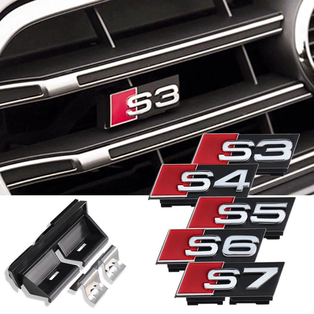 

1pc ABS Plastic Car Goods Emblem Grill Front Hood Badge Grille buckle For Audi S3 S4 S5 S6 S7 Auto Styling Accessories stickers