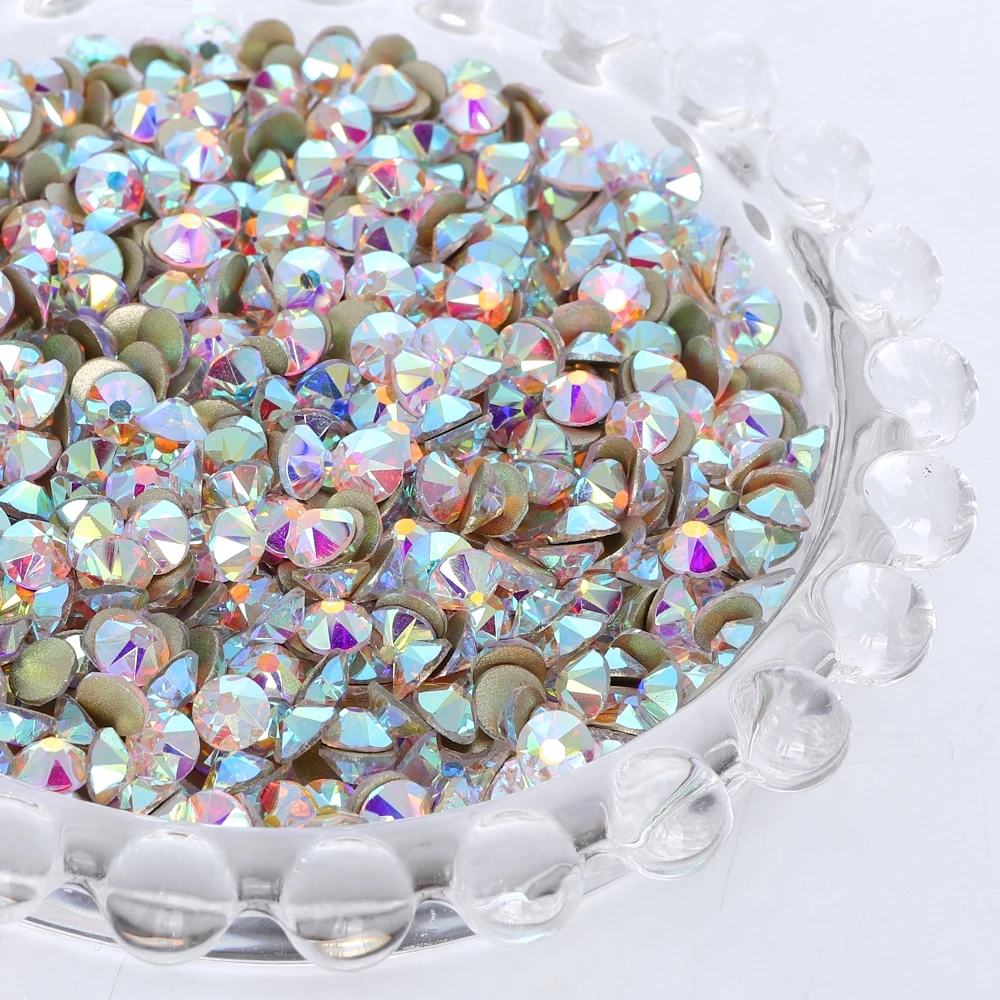 

Wholesale SS10-SS30 Crystal AB Glass Rhinestone Flatback 2088 Style 16 Cuts Stones Non Hotfix Rhinestones For Nail Art Clothes