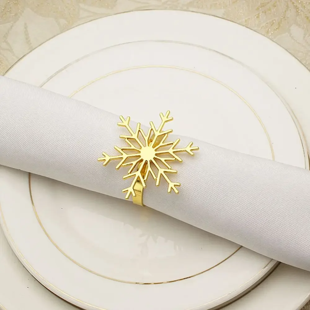 Christmas Snowflake Shaped Napkin Rings Wedding Banquet Hotel Table Supplies Dinning Table Setting Table Decoration Accessories