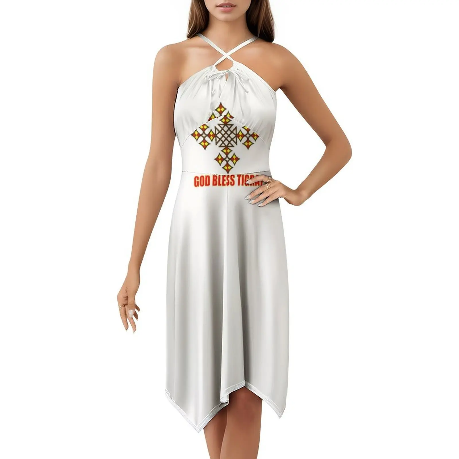 بارك الله تيغراي |   فستان سموك متقاطع أرثوذكسي للنساء للربيع والصيف فستان كاجوال للحفلات Istandwithtigray