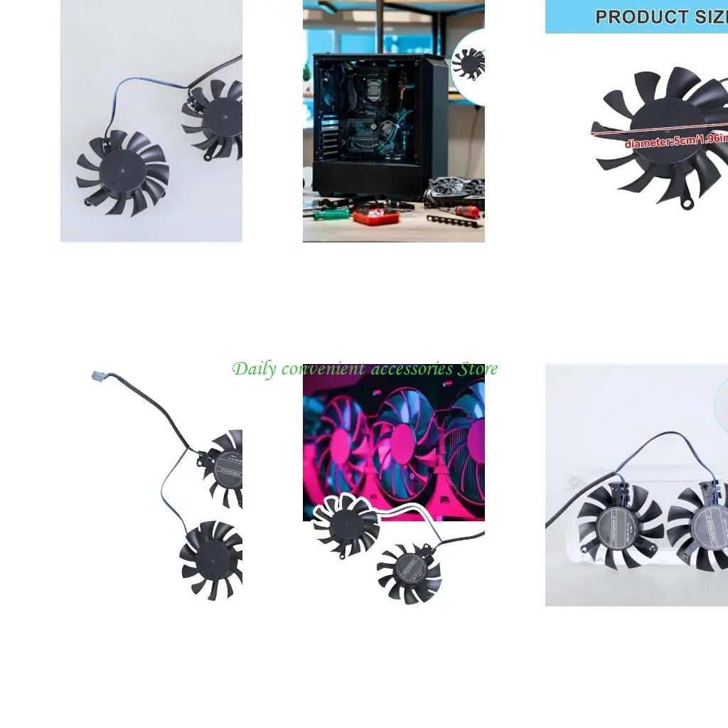 

97QB 1PAIR 50 мм графическая карта охлаждение VGA FAN HA5510H12F-Z 2PIN 12V FAN FAN для GTX1650 LPOCV1