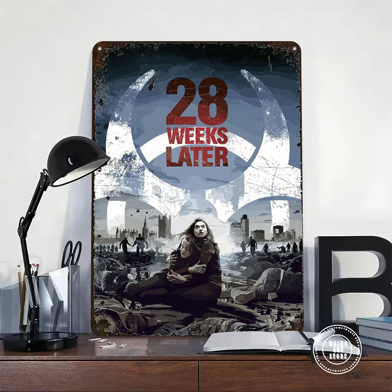 28 Weeks Later Personalized 3D Textured Metal Poster Wall Art Tinplate Sign for Room Decoration At Home Decor Items Funny Signs