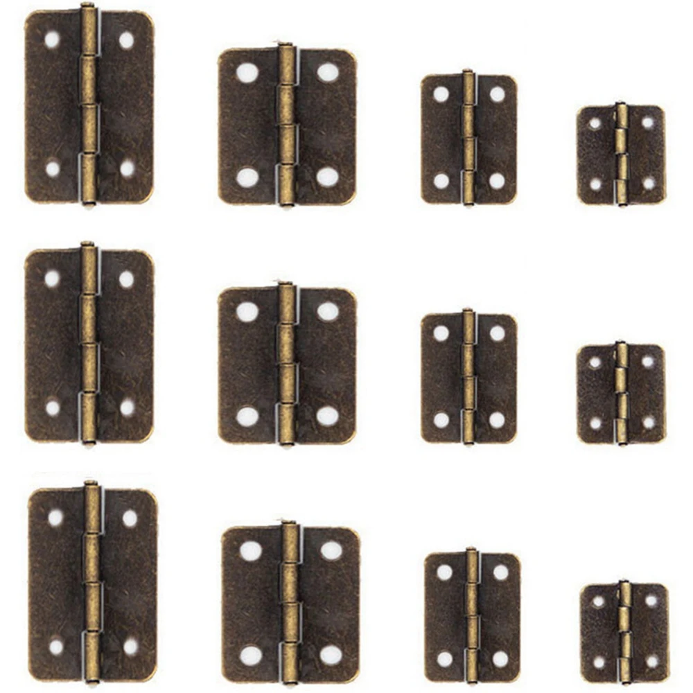 Iron Mini  Houses Wooden Box with Screws for Furniture Cabinet Accessories Door Hinges Hardware Jewelry Box Hinges